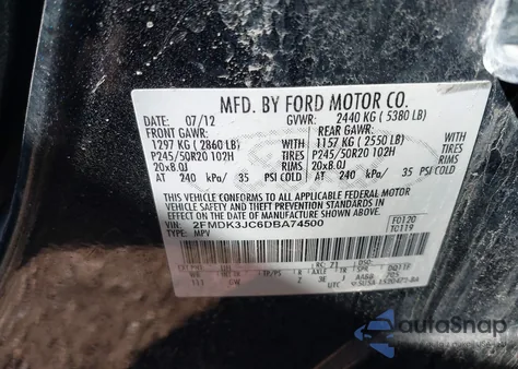 2013 Ford Edge Sel z USA, uszkodzony, nr VIN 2FMDK3JC6DBA74500